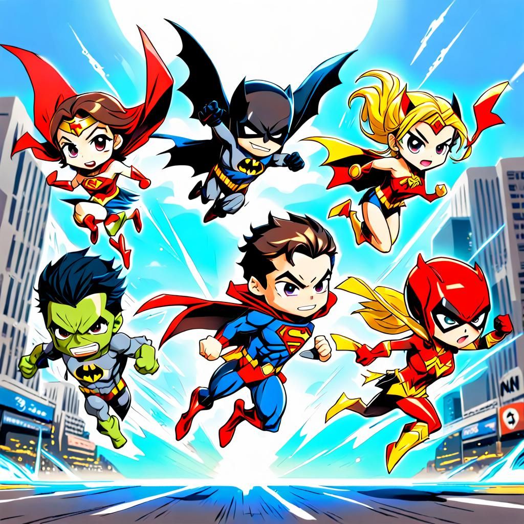 Chibi Superheroes in Action: Anime Style
