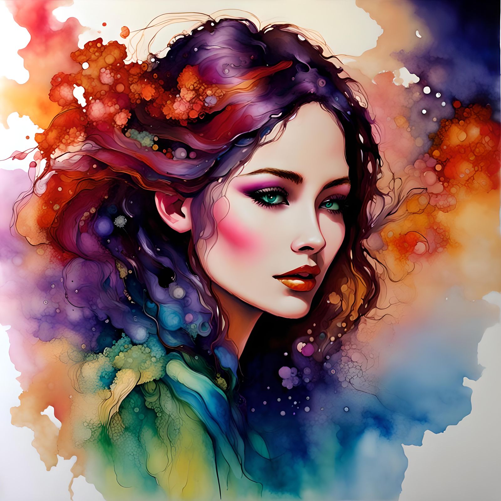 Beautiful woman By paul lehr, alcohol ink