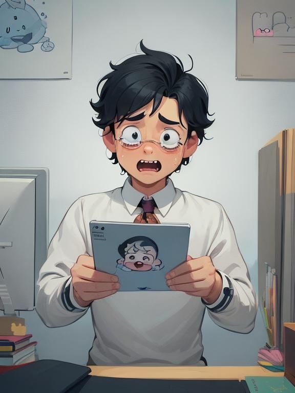 Crying Man Casting Magic at the Office