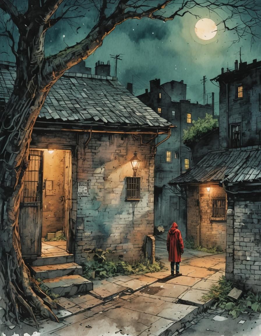 Dramatic Hooded Figure in Dark Comic Book Art