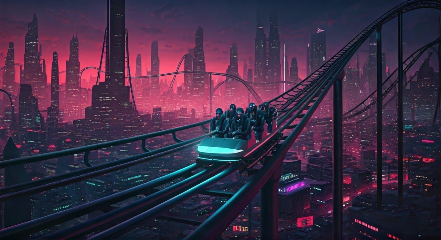 Cyberpunk Roller Coaster: A Neon Metropolis Thrill Ride