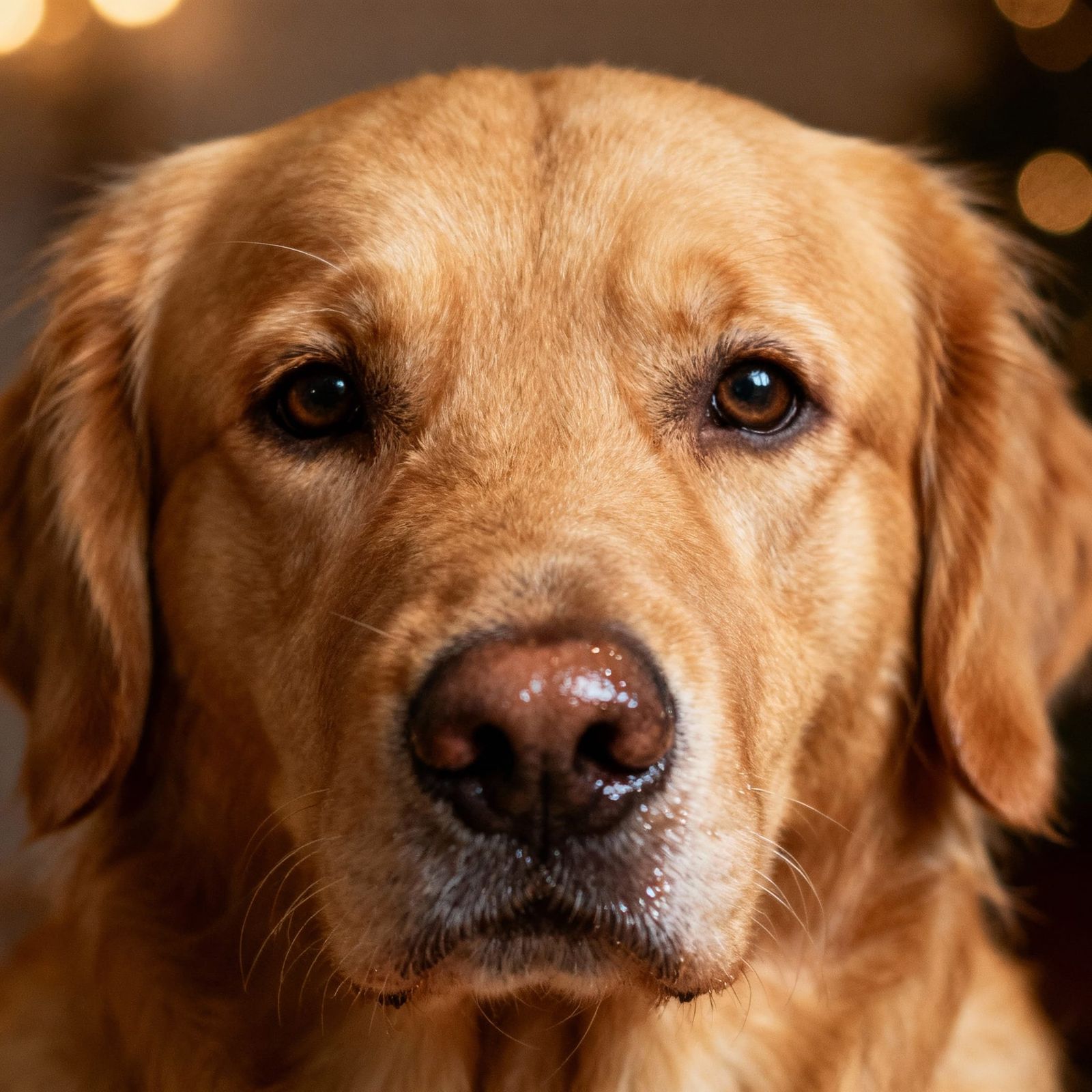 Photorealistic Golden Retriever Face with Soft Studio Lighti...