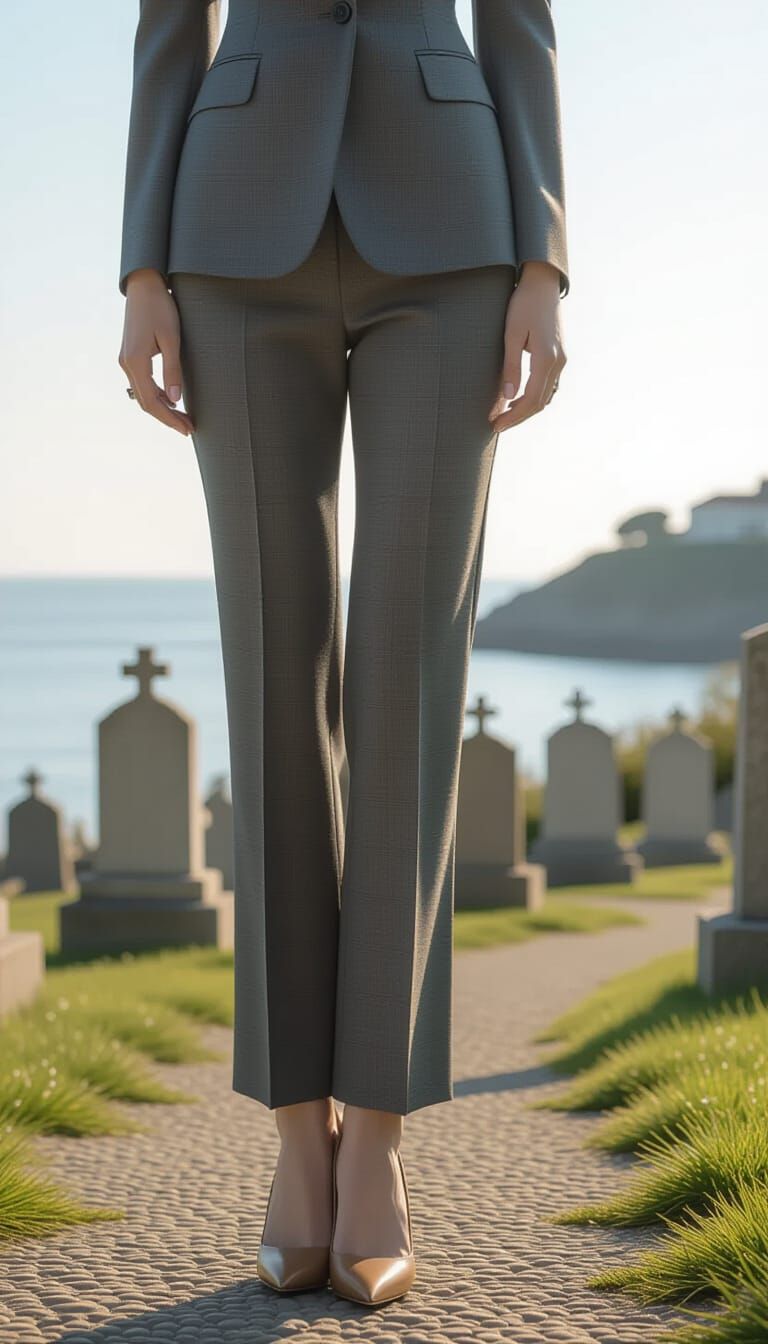 Elegant Woman in Tailored Trousers by Coastline