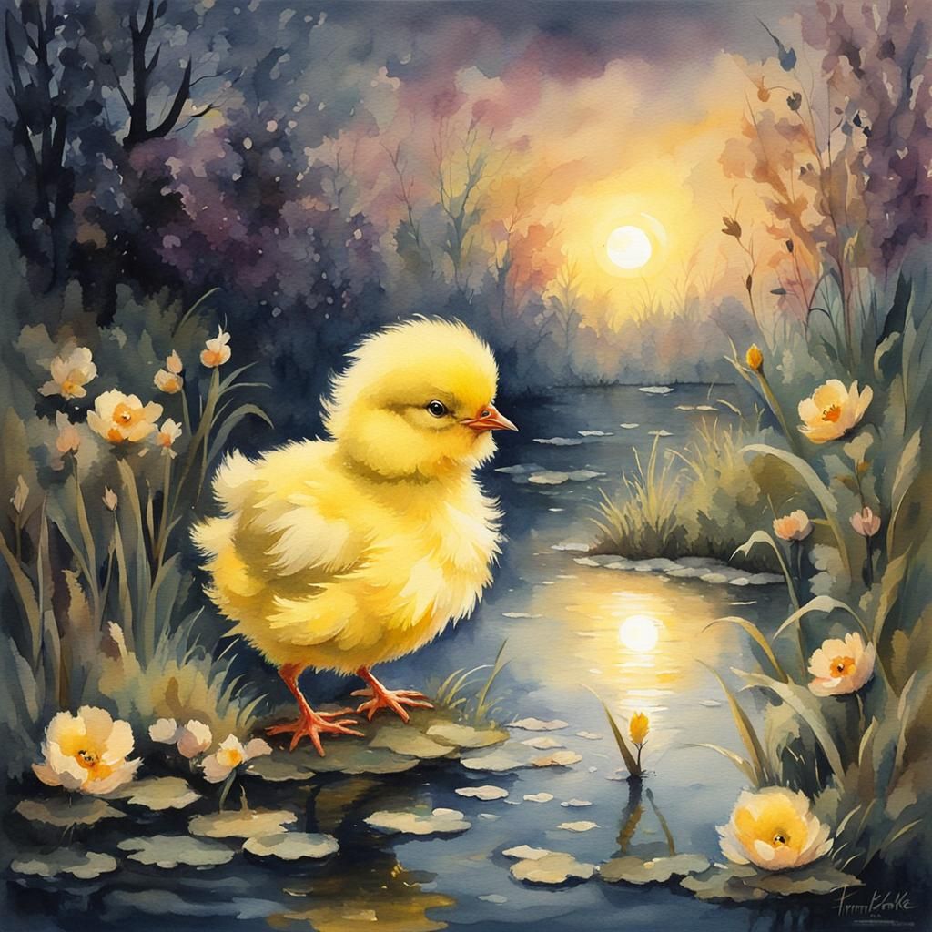 Chic by the moonlit pond