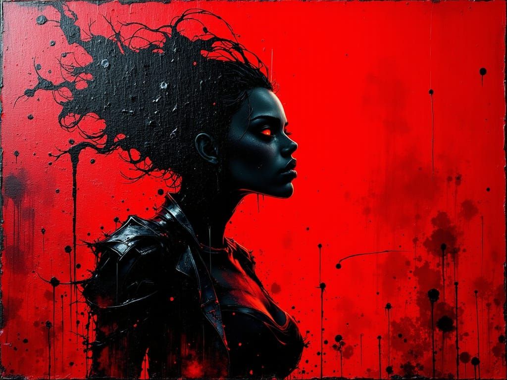 Expressionist Artwork of Raw Emotion in Crimson Tones