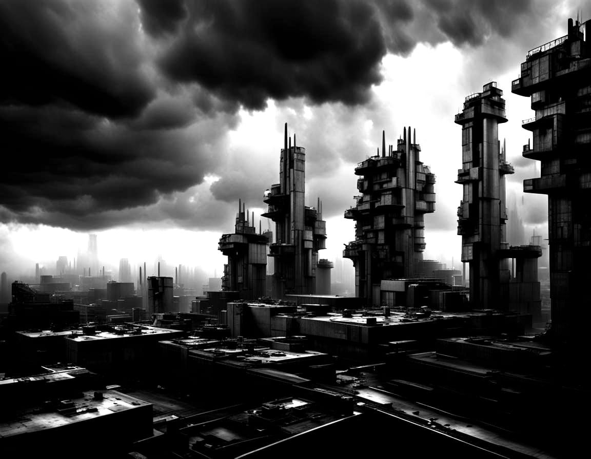 Futuristic Buildings with Organic Textures in Somber Mood