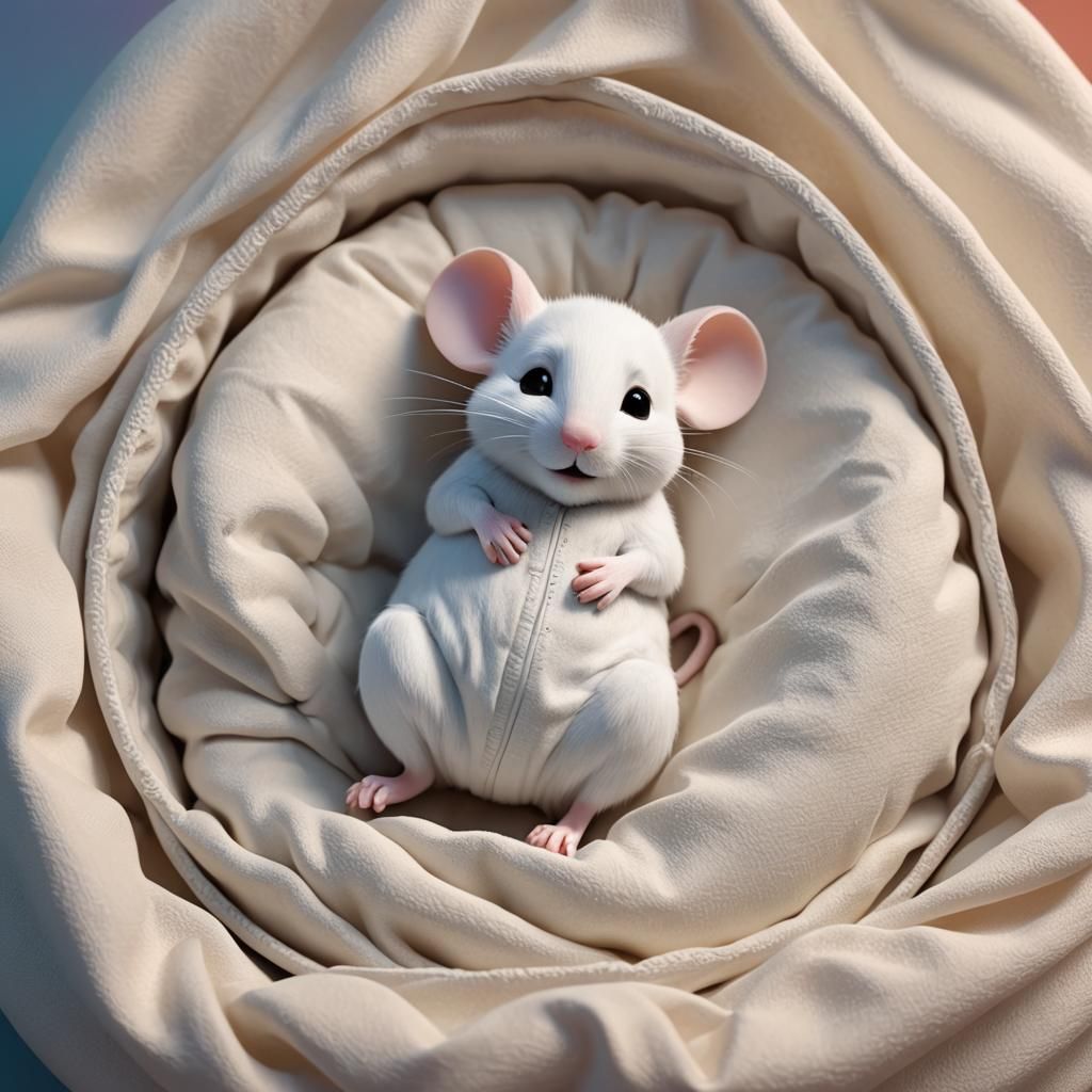Cute Mouse in Bed: Pixar-Style 3D Digital Art