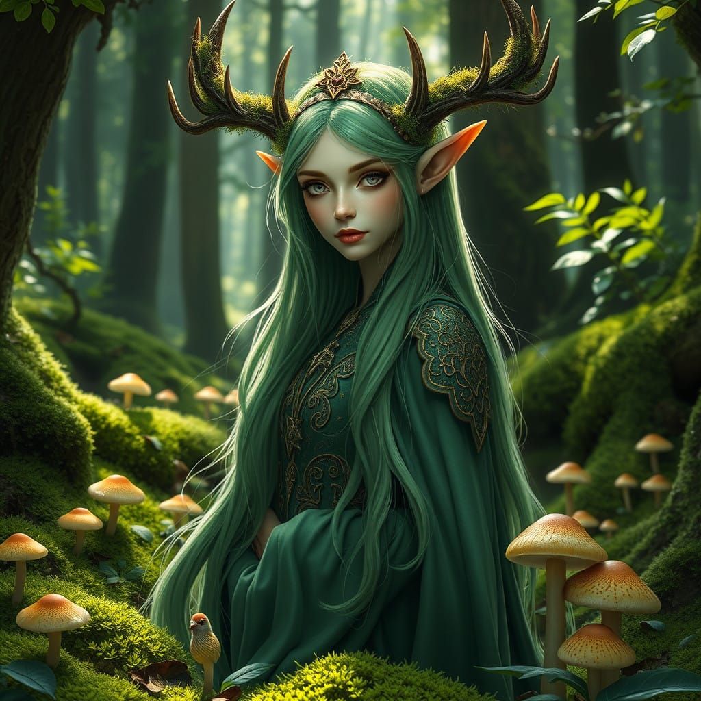 Ethereal Elf Maiden in Lush Forest