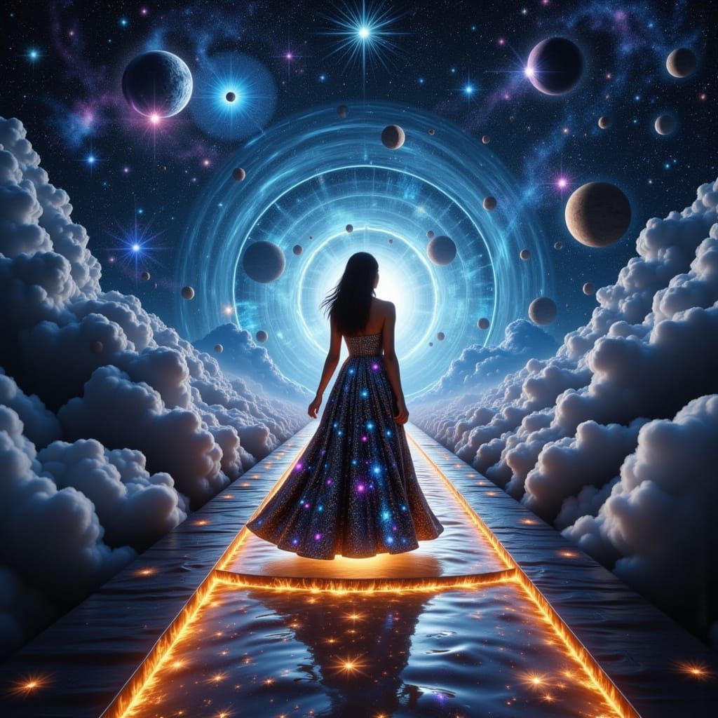 Stunning Celestial Goddess Walks the Cosmic Runway