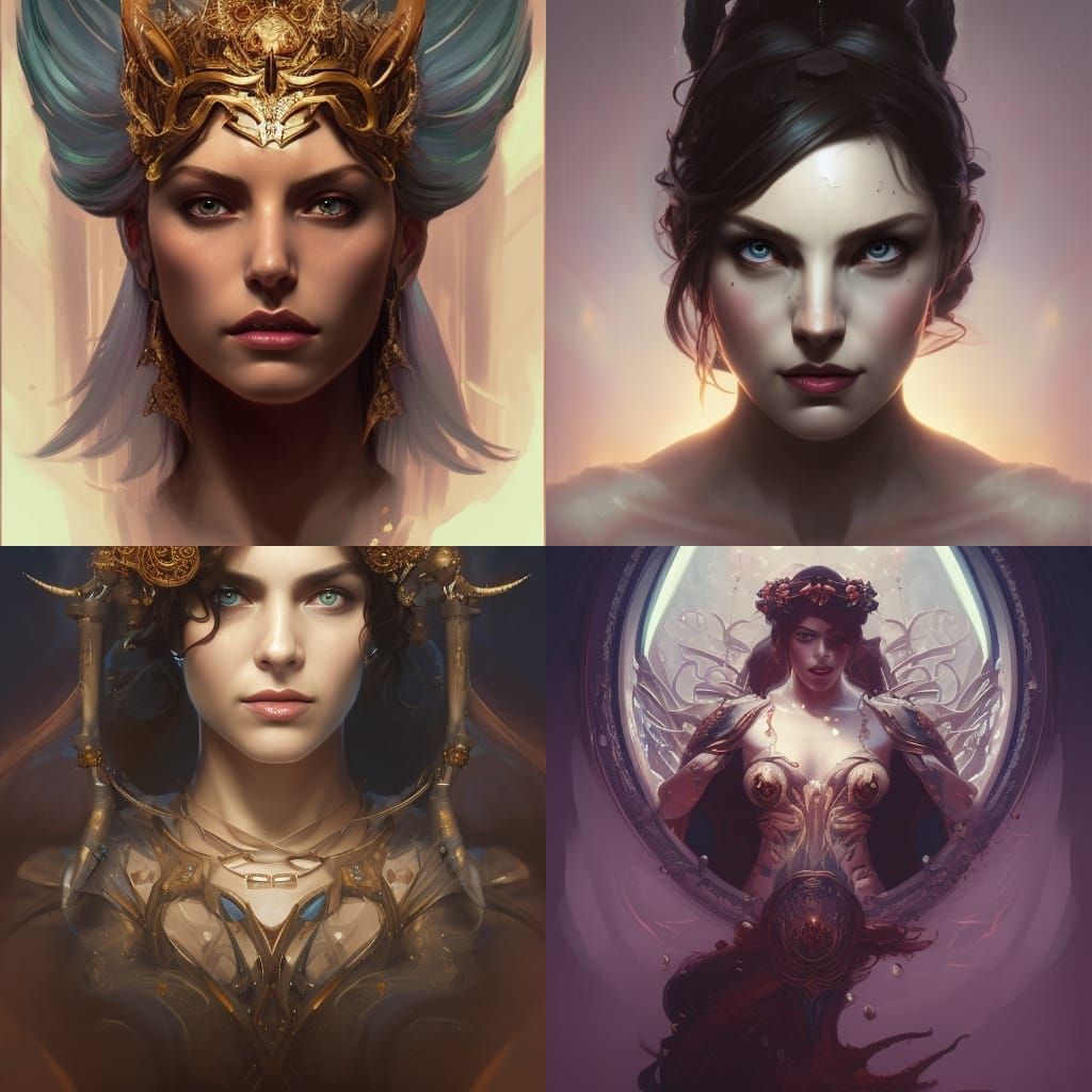 Underworld Queen Portrait in Art Nouveau Style