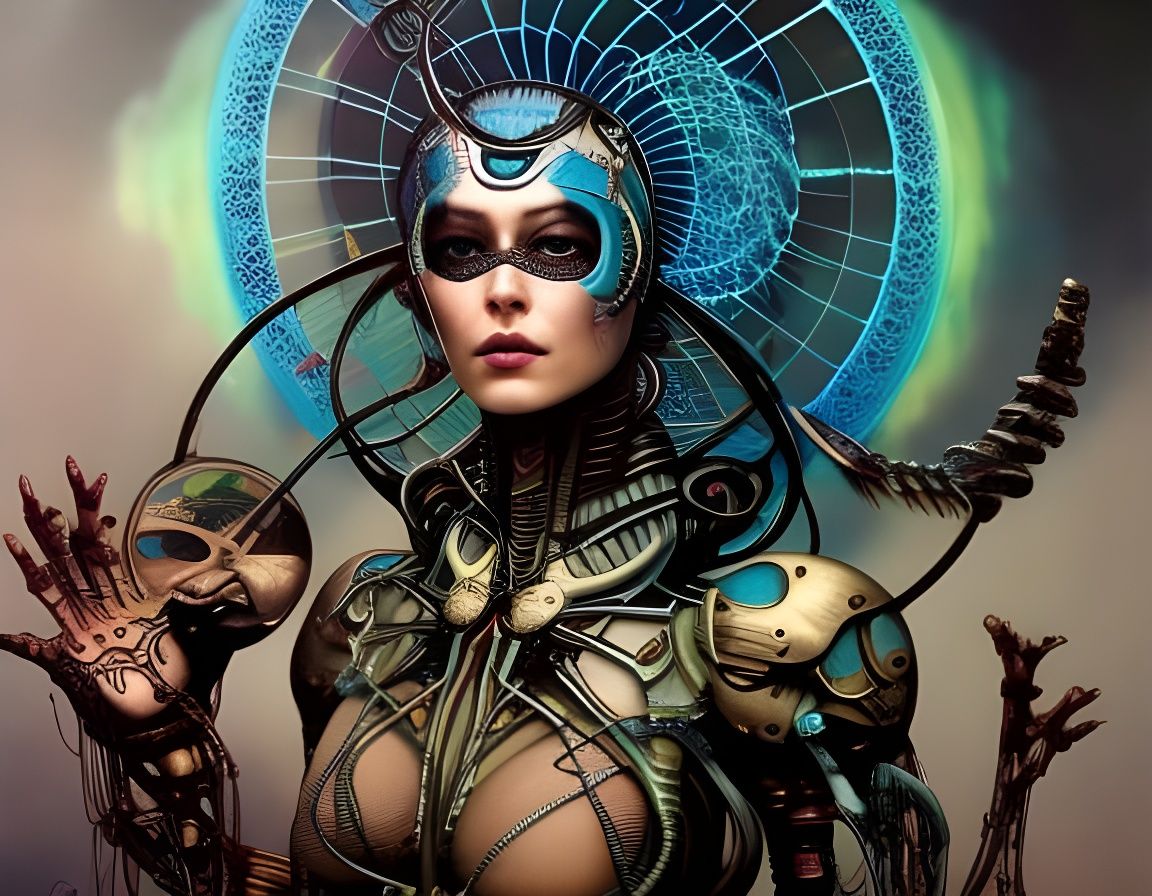 Biomechanical Dream Catcher with Cybernetic Implants