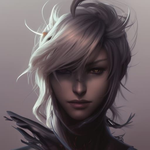 Anthromorphic Black Cat Portrait in Artgerm Style