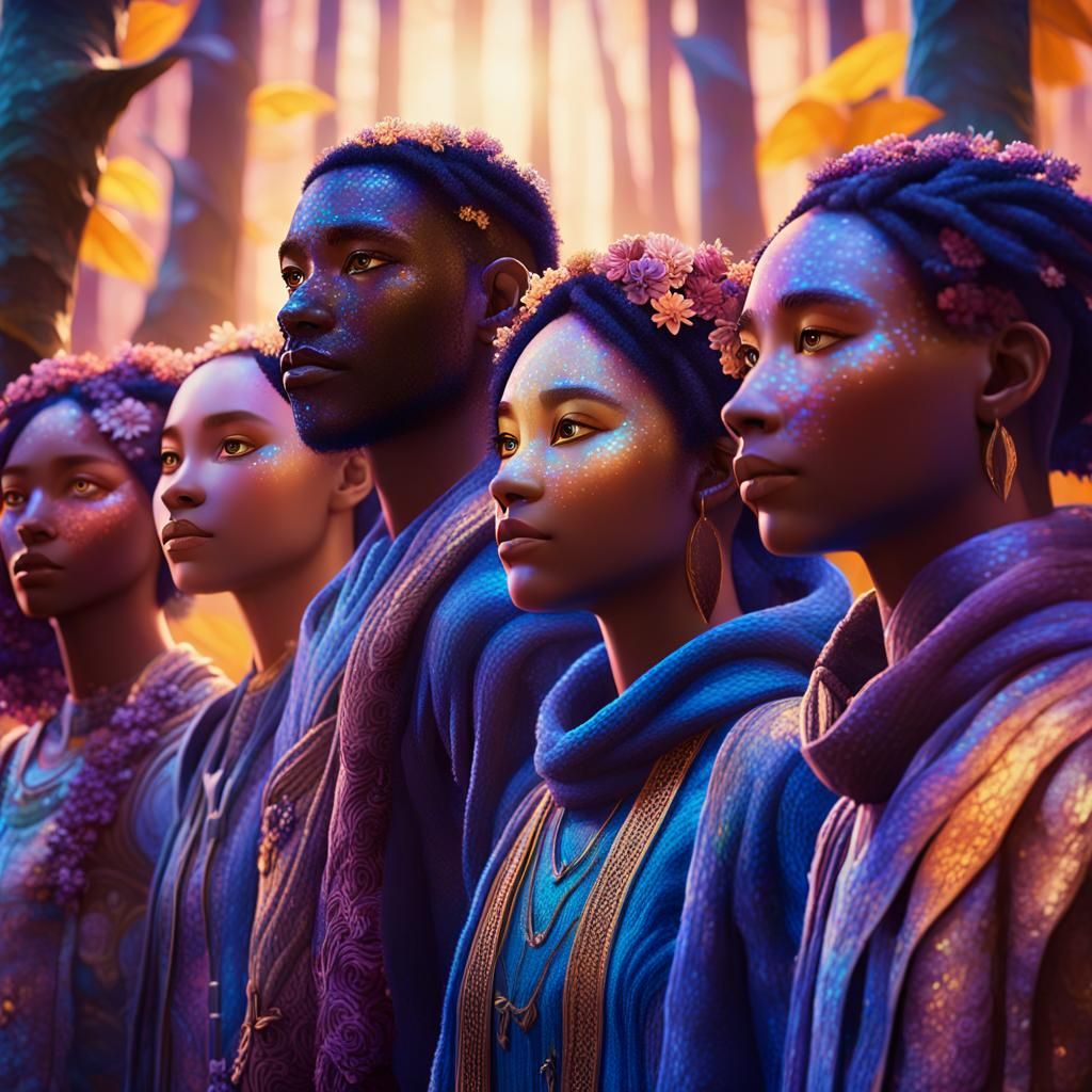 Mystical Forest: A Diverse Gathering in Digital Art