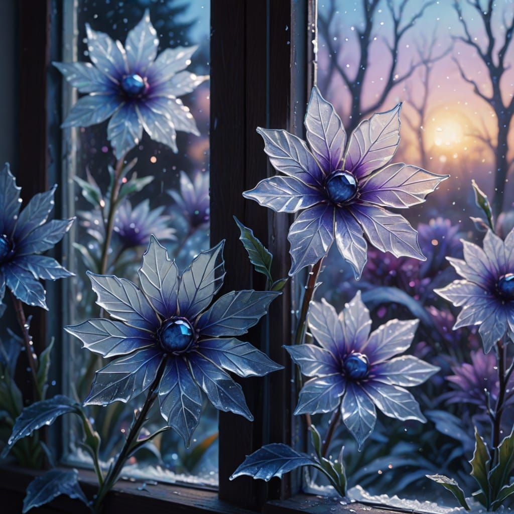 Ice Flowers: Fantasy Concept Art in Oil Painting