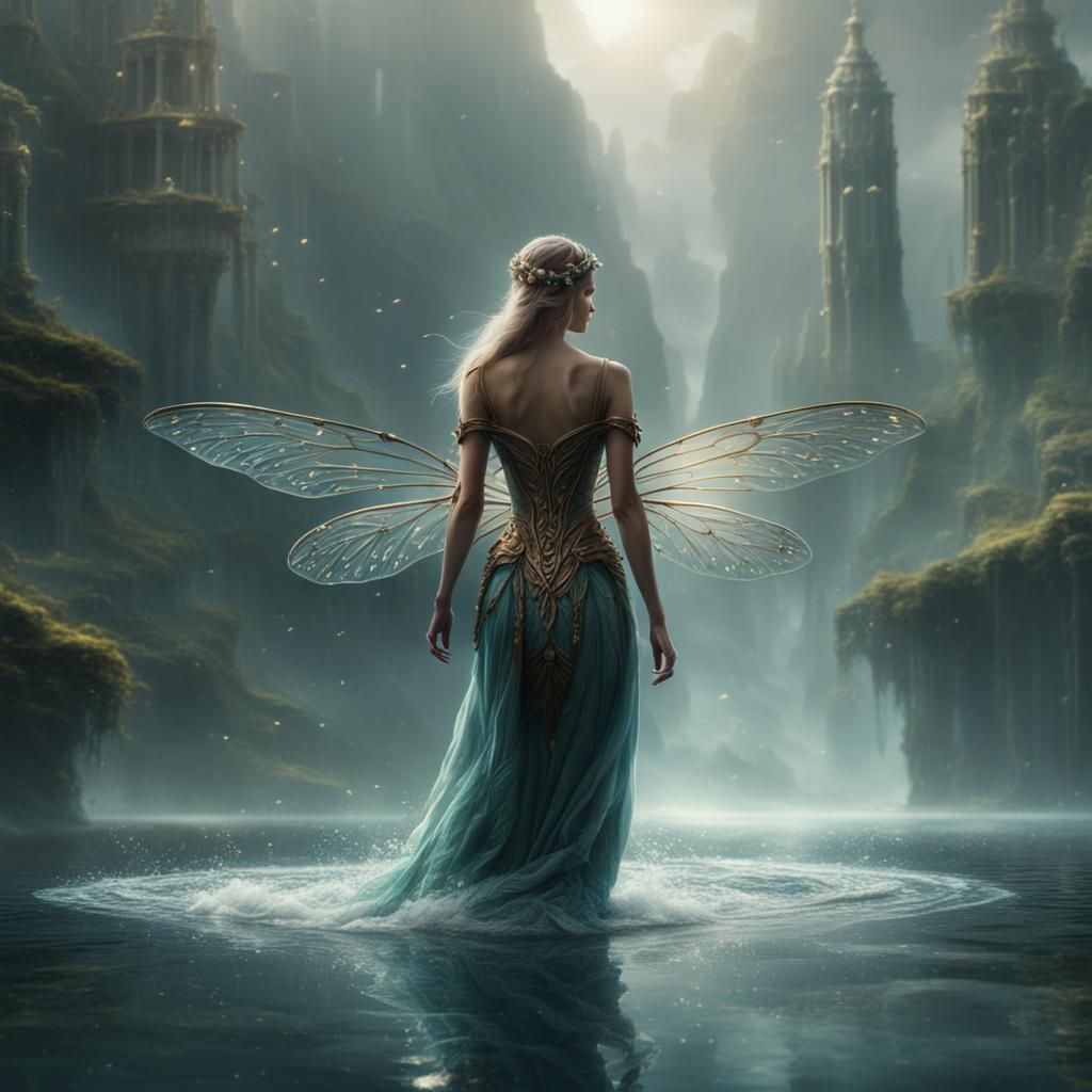 Ethereal Fairy Walks on Water: Digital Matte Painting