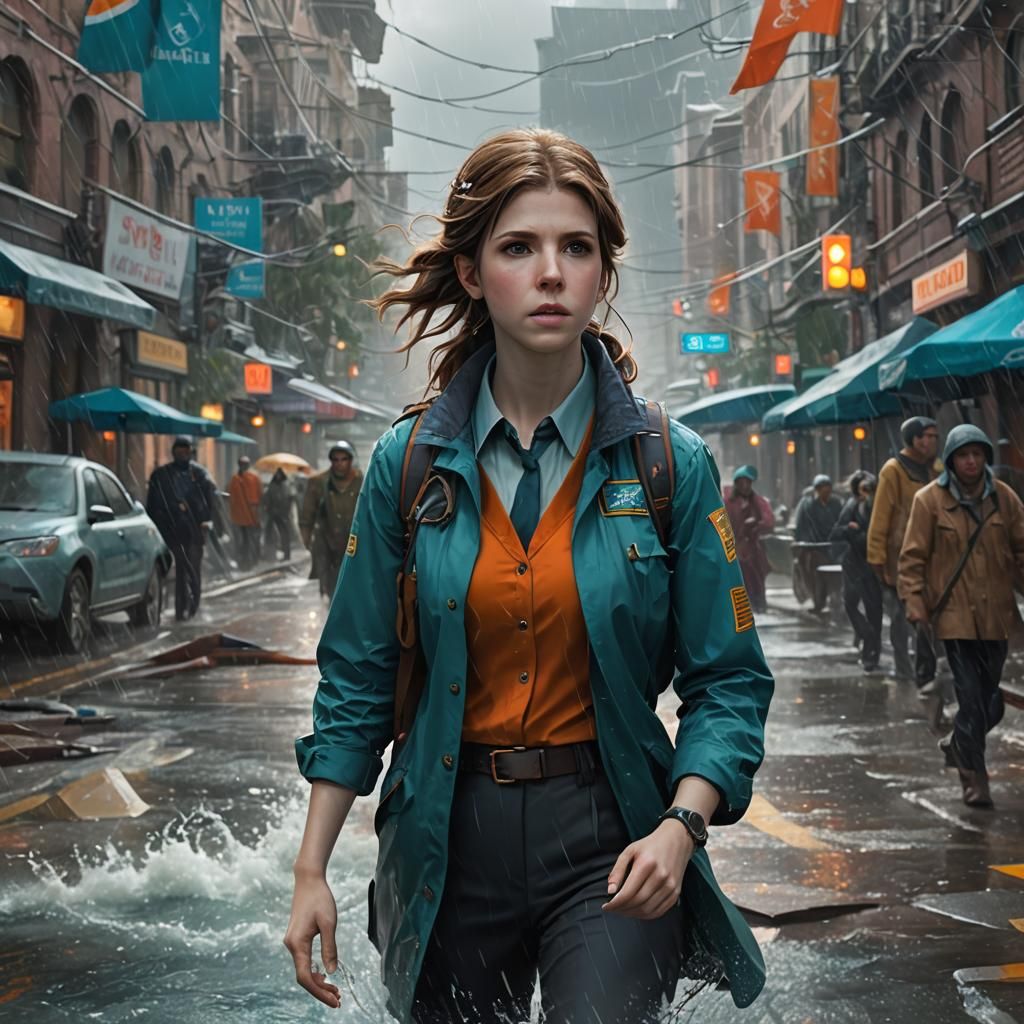 Weather Reporter in Hurricane, Digital Art