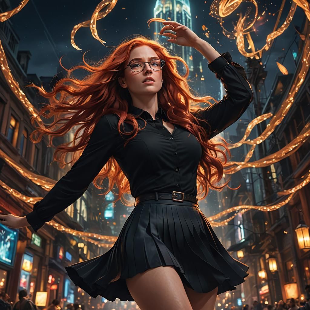 Beautiful Redhead in Fantasy World, Hyperdetailed Art