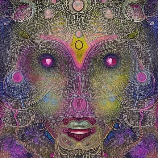 Abstract Child Portrait in Batik Ink Style