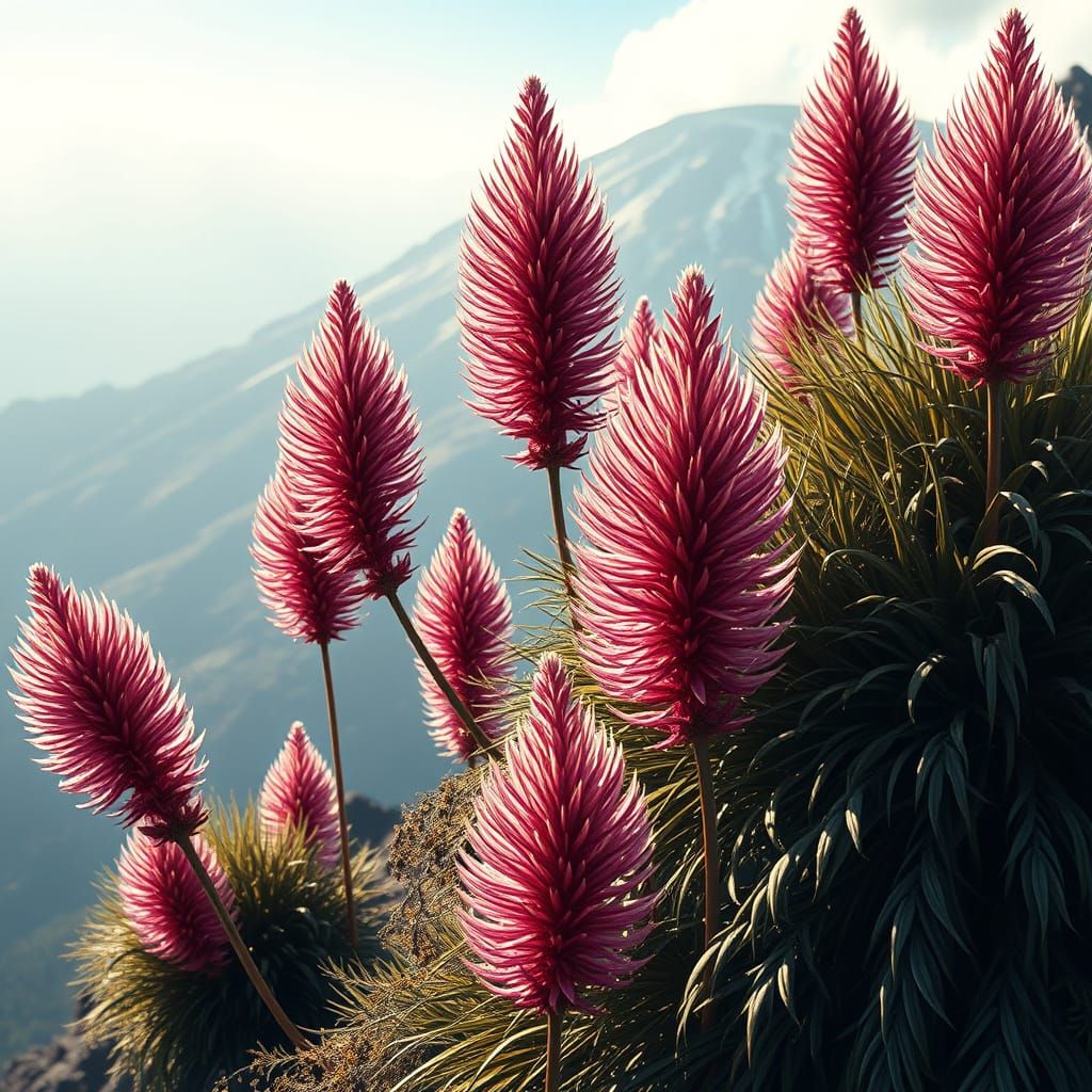 Haleakalā Silversword in Full Bloom: Digital Matte Painting
