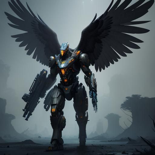 Futuristic Eagle in Flight: Sci-Fi Digital Art