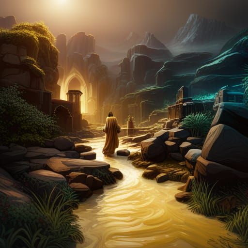 Detailed Matte Painting of Jesus in Deep Color