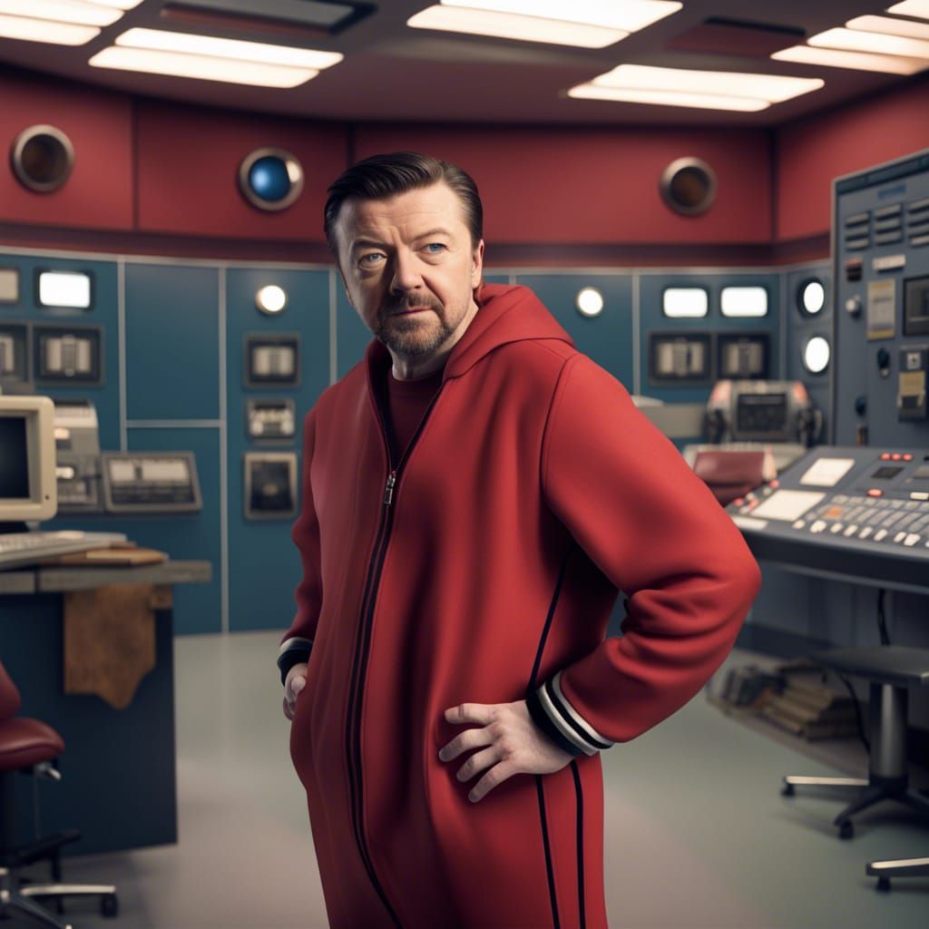 Ricky Gervais as The Doctor in TARDIS