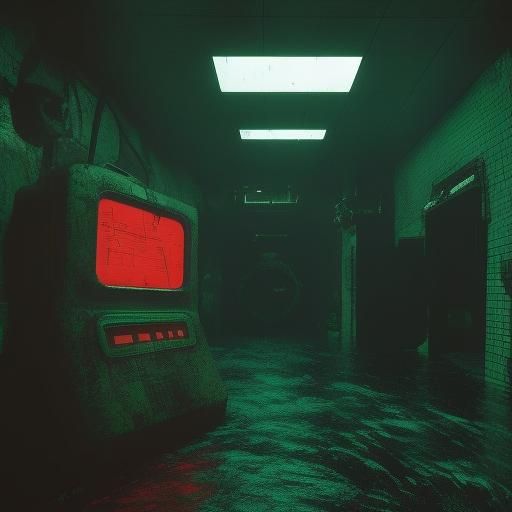 Creepy Underwater Research Center in Retro Pixel Art Style