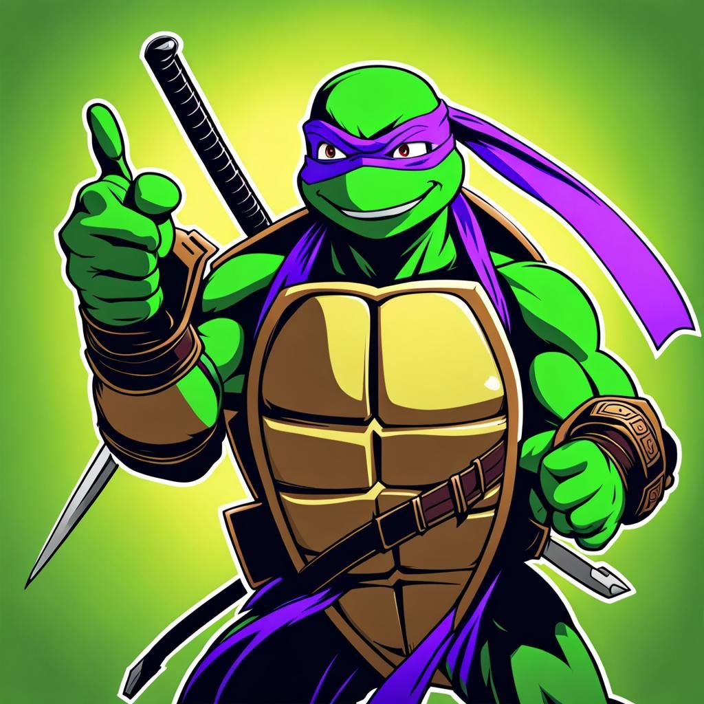 Donatello Ninja Turtle Thumbs Up in Anime Style