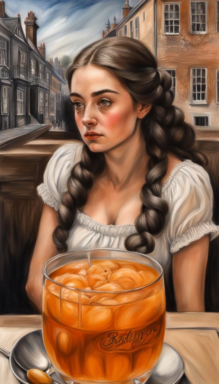 Hyperdetailed Charcoal Drawing in Bridgerton Style