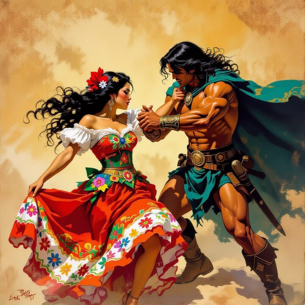 Heroic Rescue of Mexican Maiden: Fantasy Art