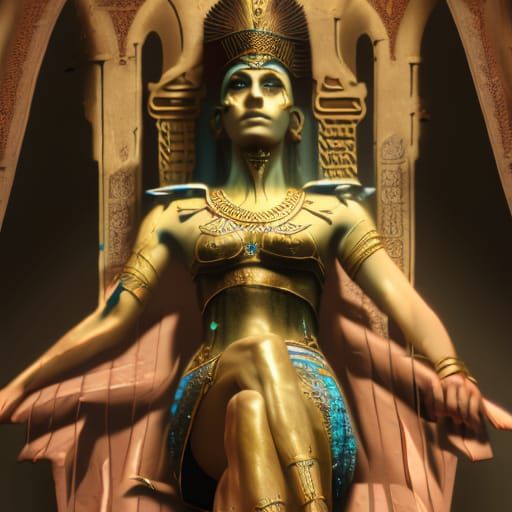 Cleopatra on Egyptian Throne: Fantasy Concept Art
