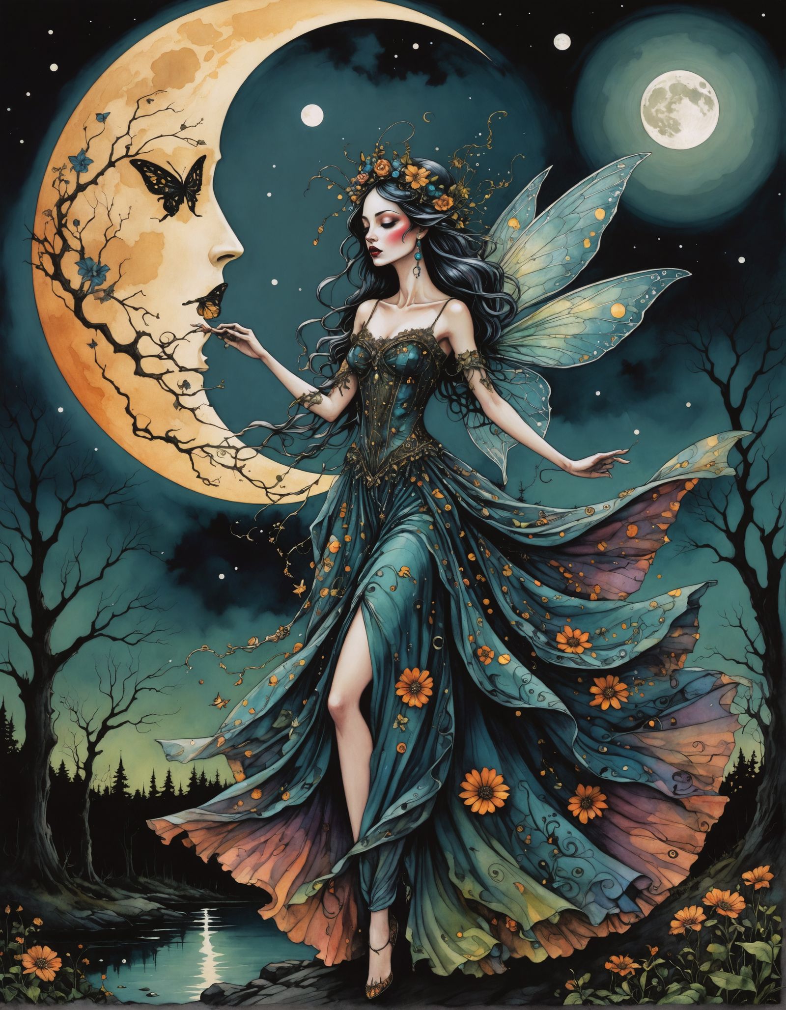 Fairy's Cyberpunk Dance Under the Moon