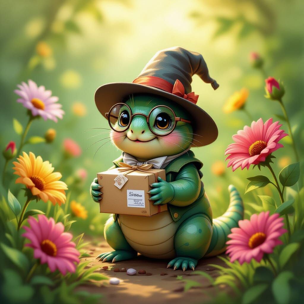 Caterpillar's Anticipation: A Gurney-esque Oil Painting