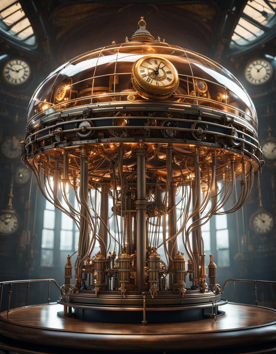 Giant Clockpunk Mechanical Jellyfish in 4K HDR