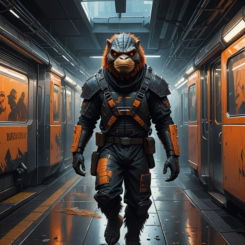 Hyper-Realistic Ninja Alligator Orangutan Hamster in the Bel...