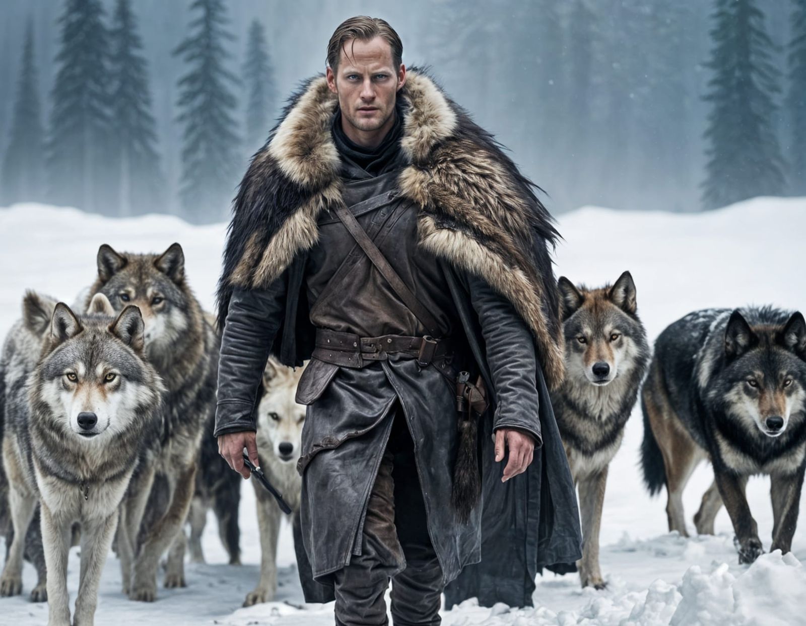 Northman with a wolf pack