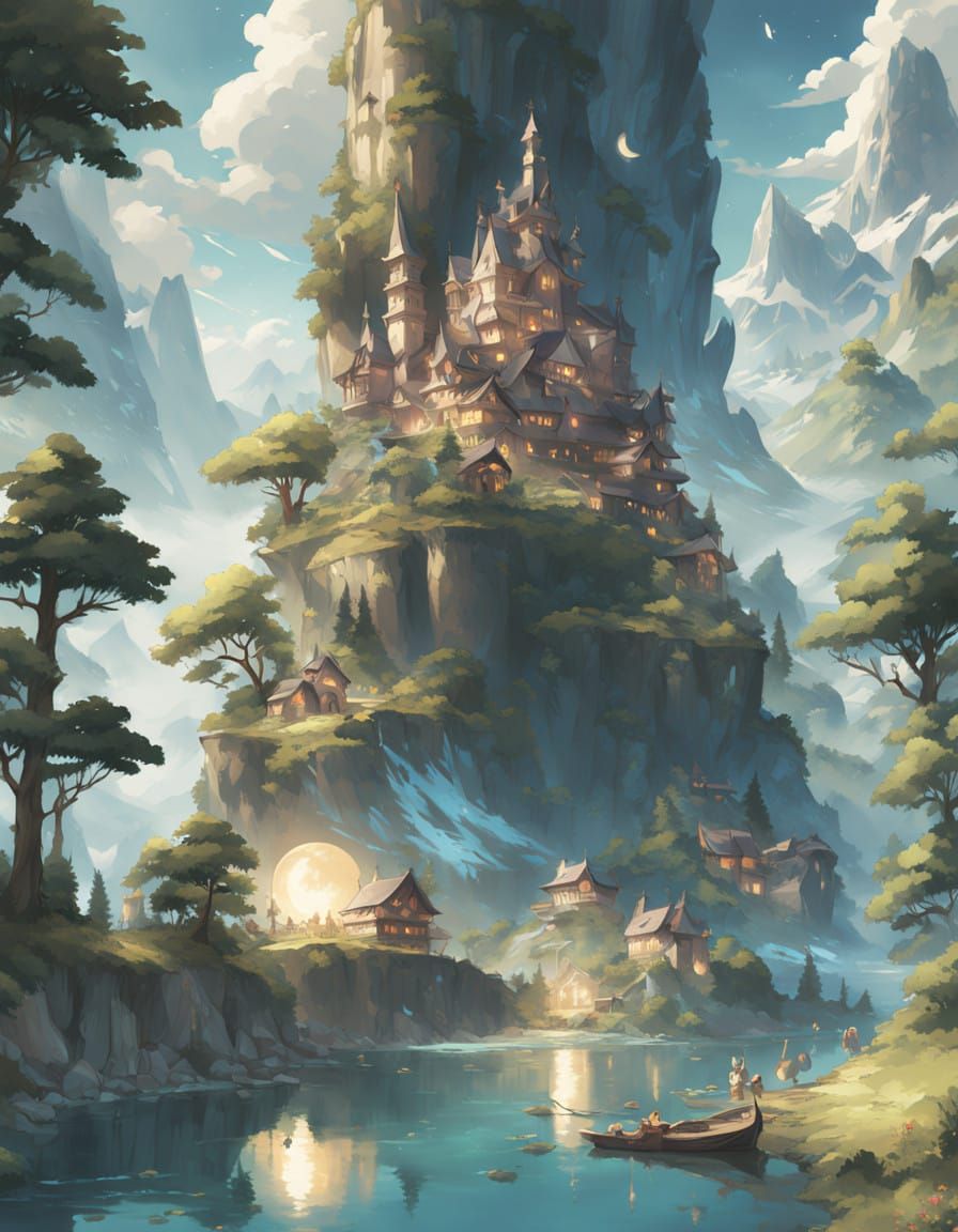 Serene Lake Reflects Majestic Mountain Range in Dreamy 3D An...