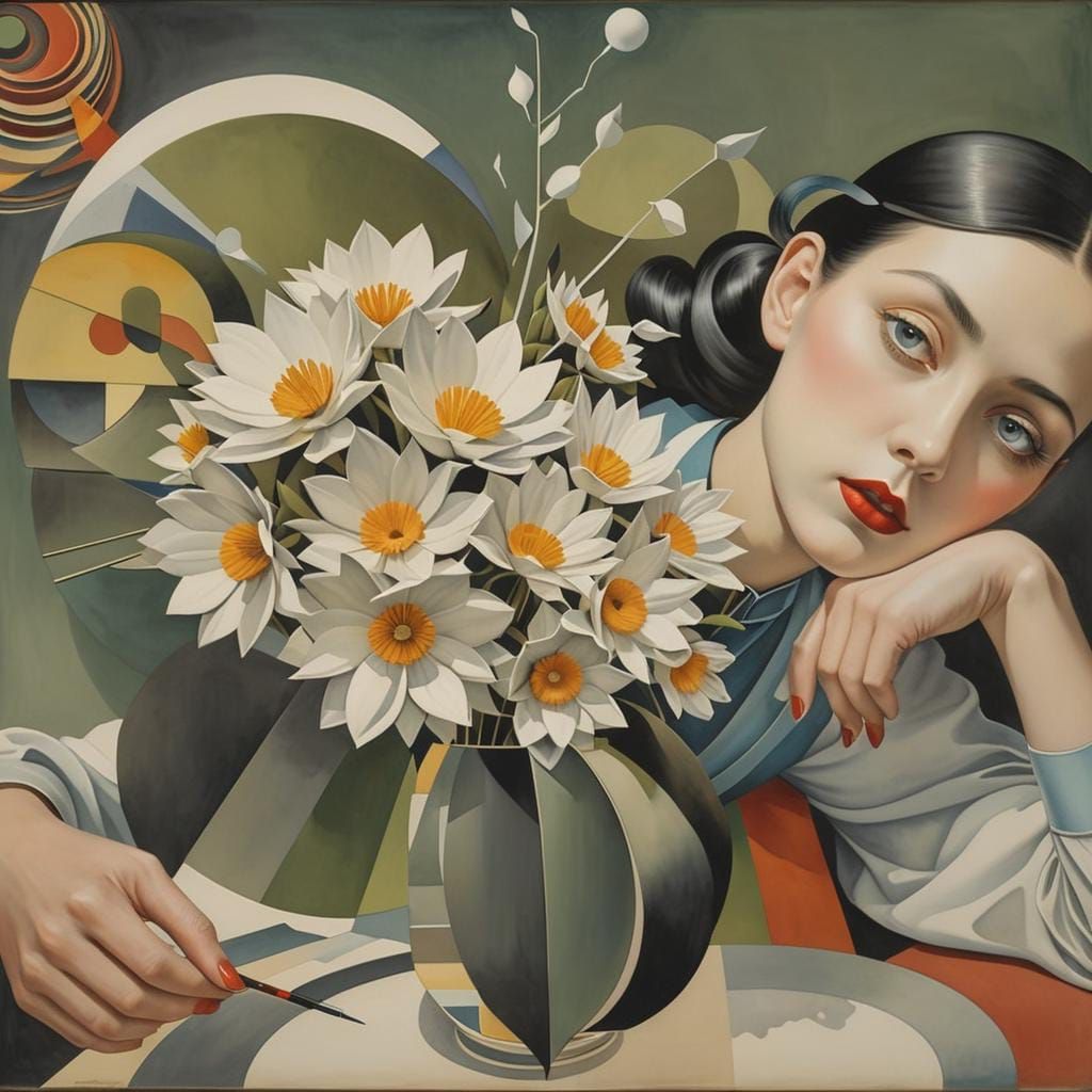 Geometric Surrealism in Op Art Bauhaus Blend