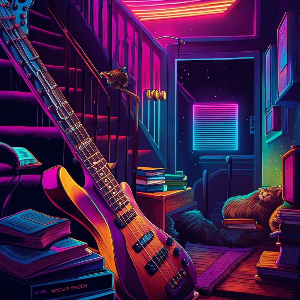 Surreal American Life in Synthwave Neon Retro Style