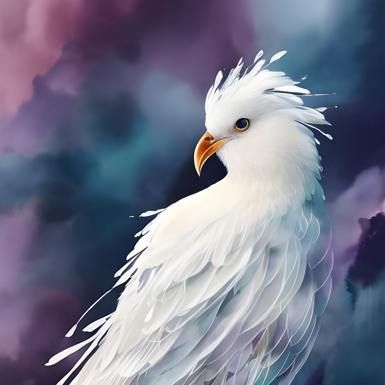 Minimalist Bird Illustration with Watercolor Details