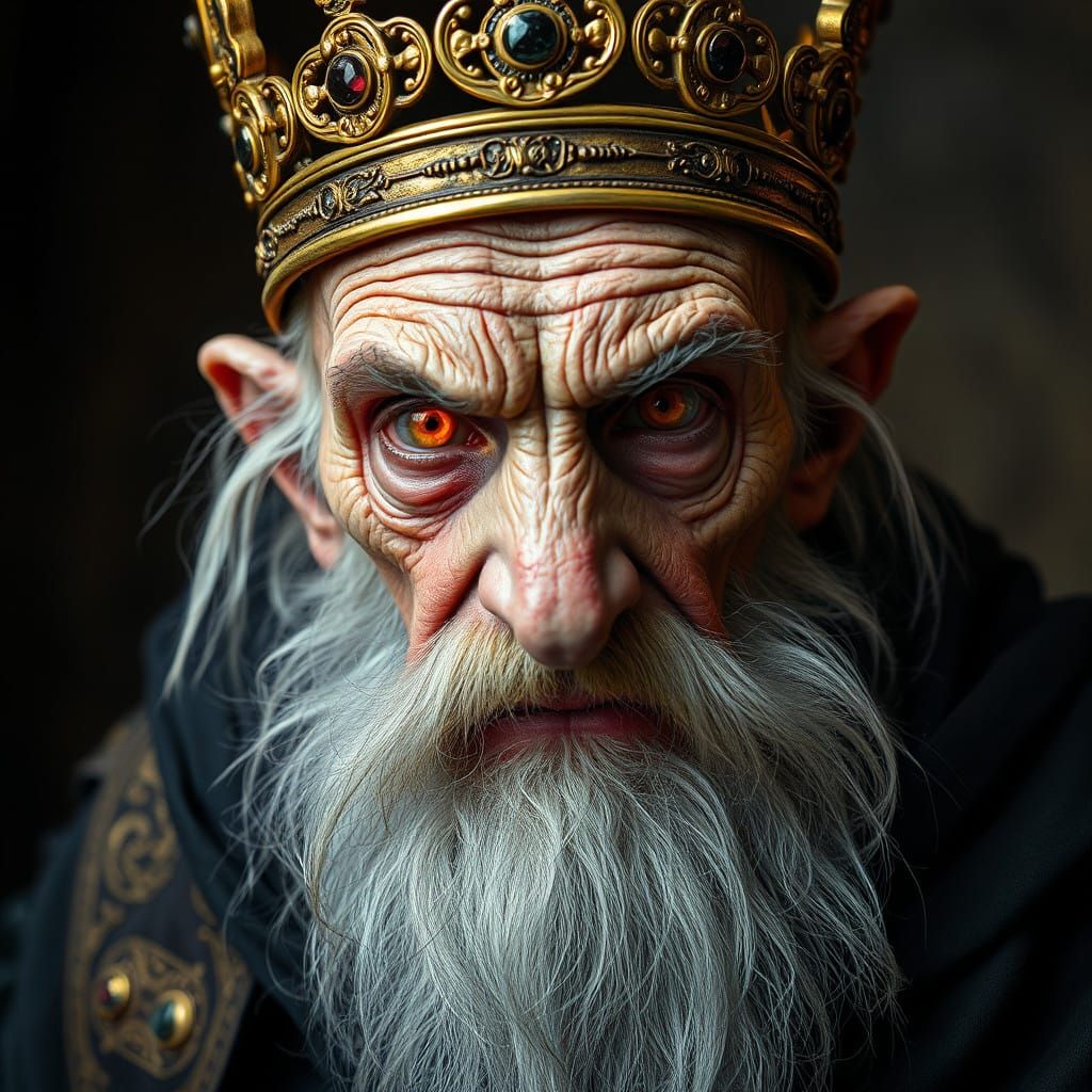 Wizened Koschey the Immortal in Fiery Golden Regalia