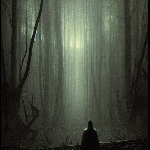 Dark Forest of Fear: Gothic Horror Illustration