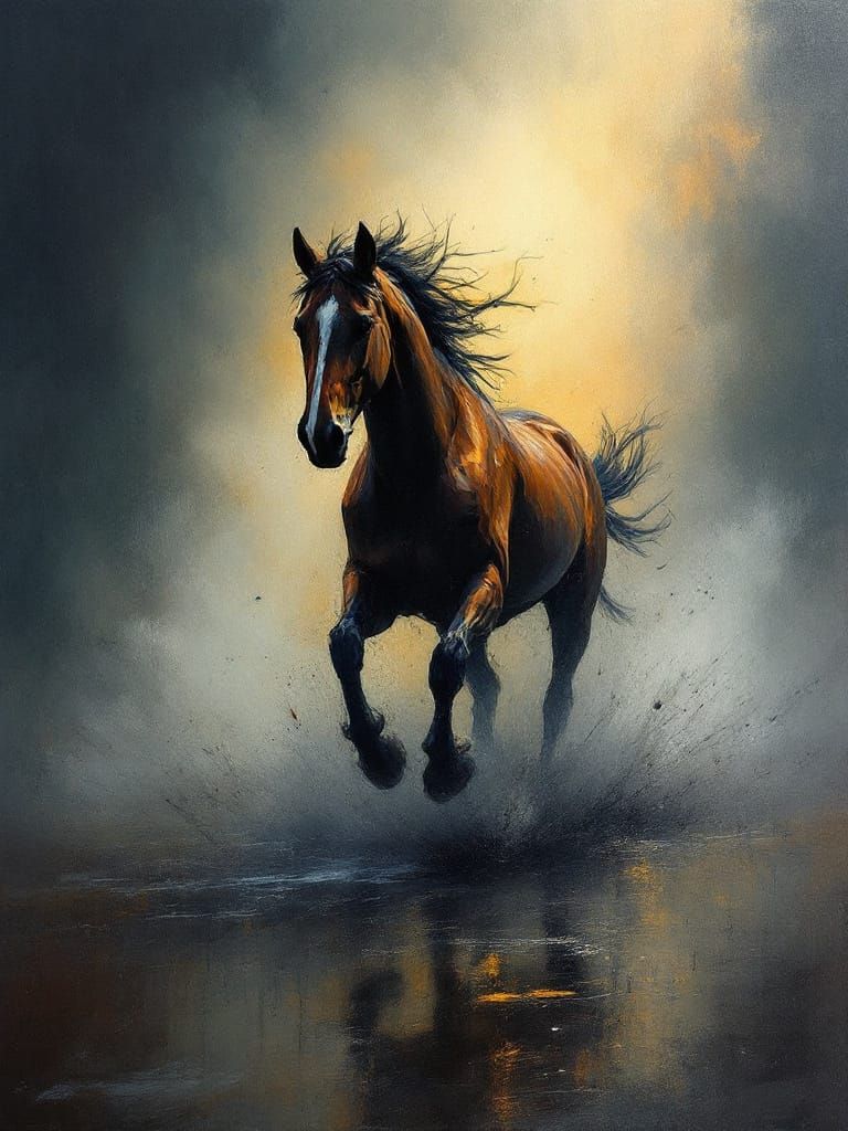Turbulent Horse in Amber Light