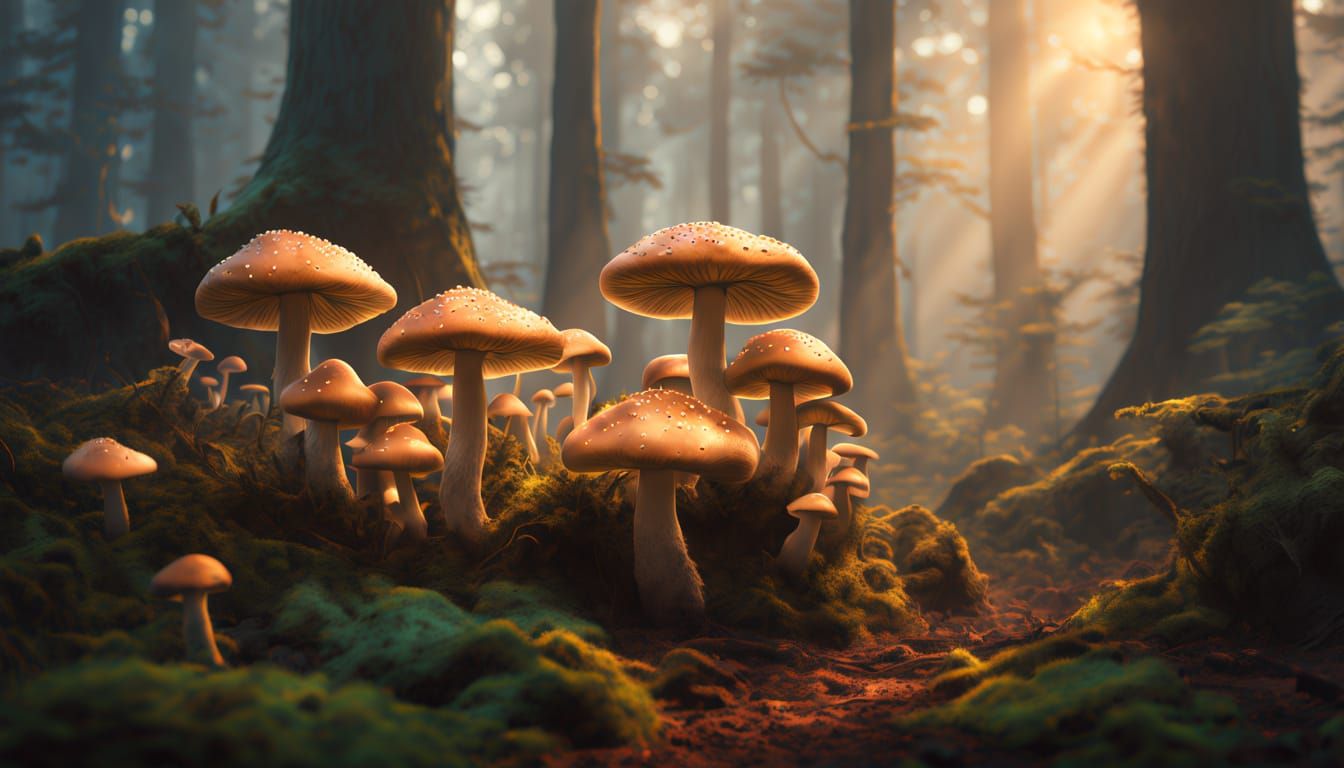 Whimsical Forest of Glowing Mushrooms