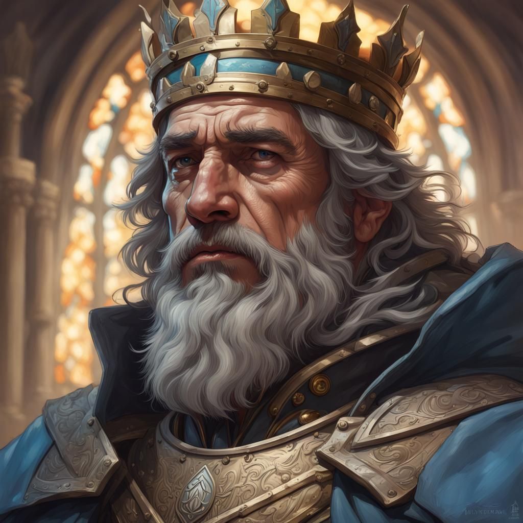 a grizzled King Arthur
