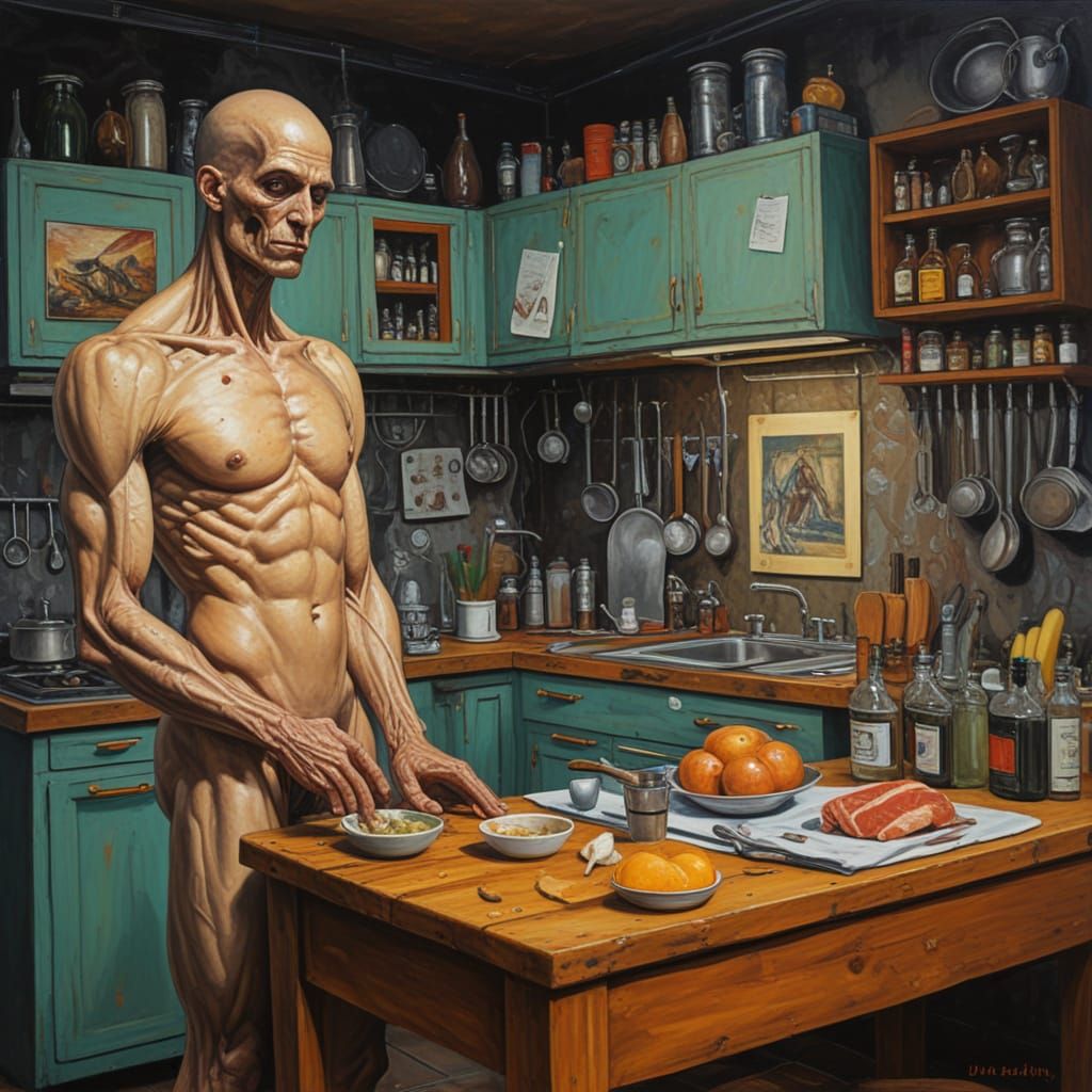 Futuristic Kitchen Scene with Uncanny Realism