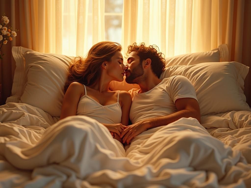 Romantic Morning Kiss in Art Nouveau Style