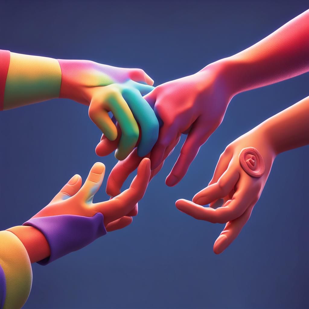 Stylized Hands in 3D Digital Art Style