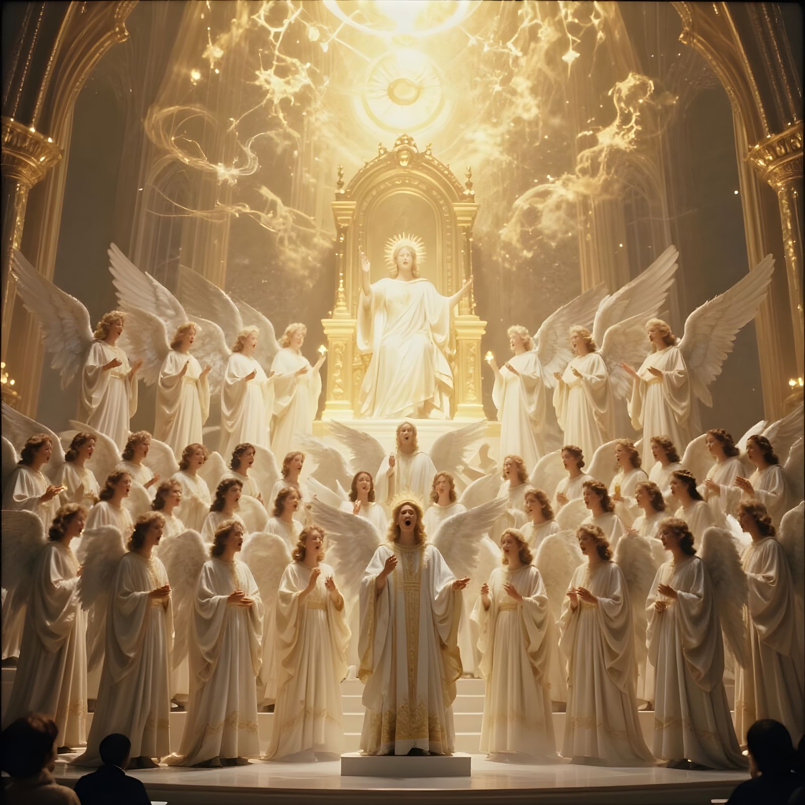 Angelic Choir Praising God in Golden Heaven