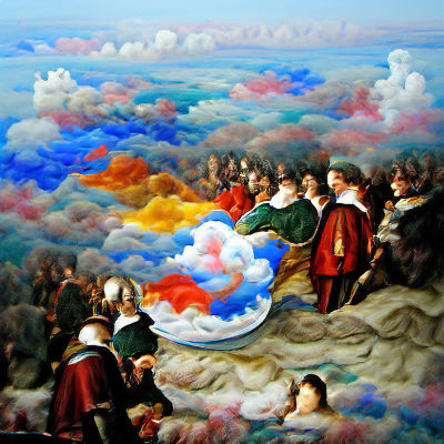 Colorful Renaissance Painting of a Sea of Clouds